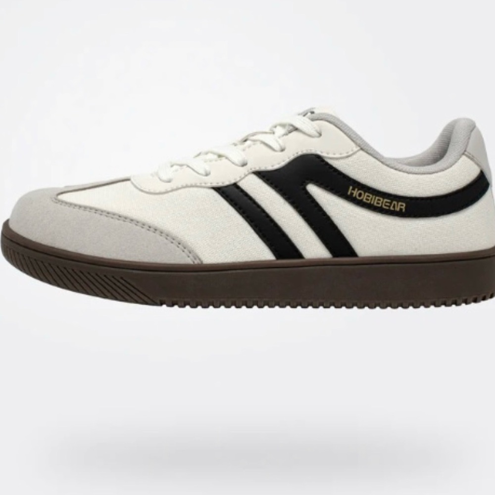 Hobibear Women's White and Black Sneakers (wide toe, zero drop)